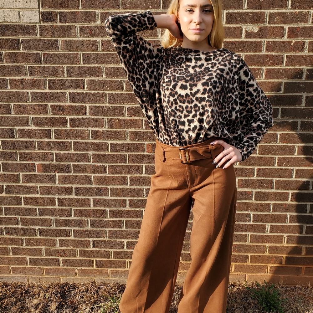 A touch of softness leopard Oversized Top